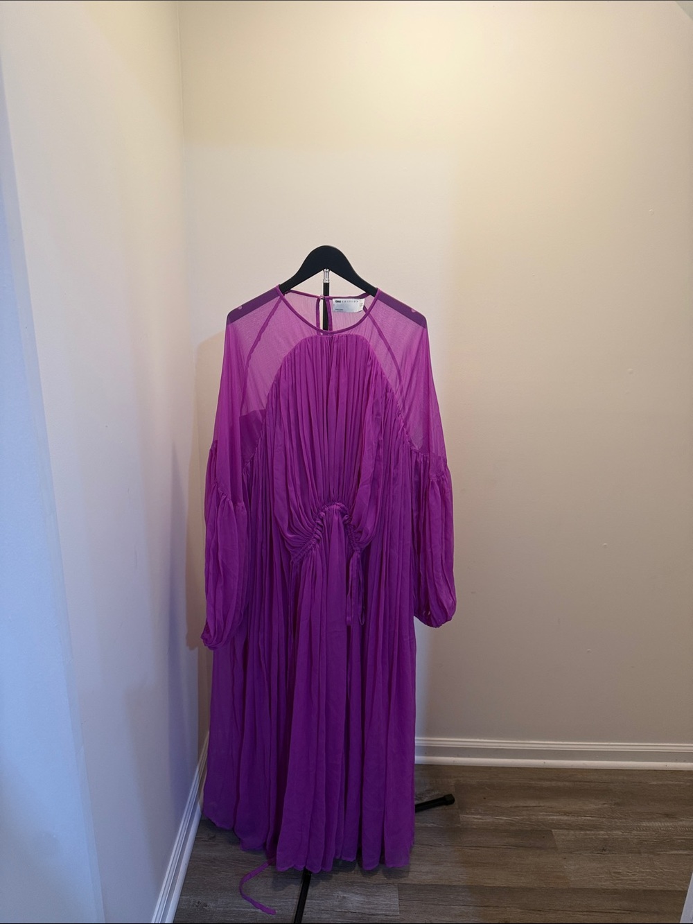 ASOS Vibrant Purple Sheer Yoke Maxi Dress